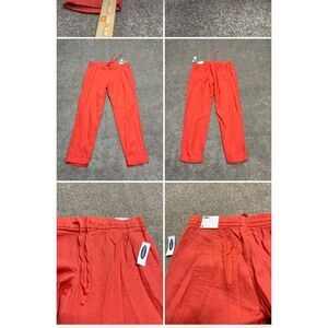 Old navy pullon linen blend crop trousers womens sz small drawstring orange nwt